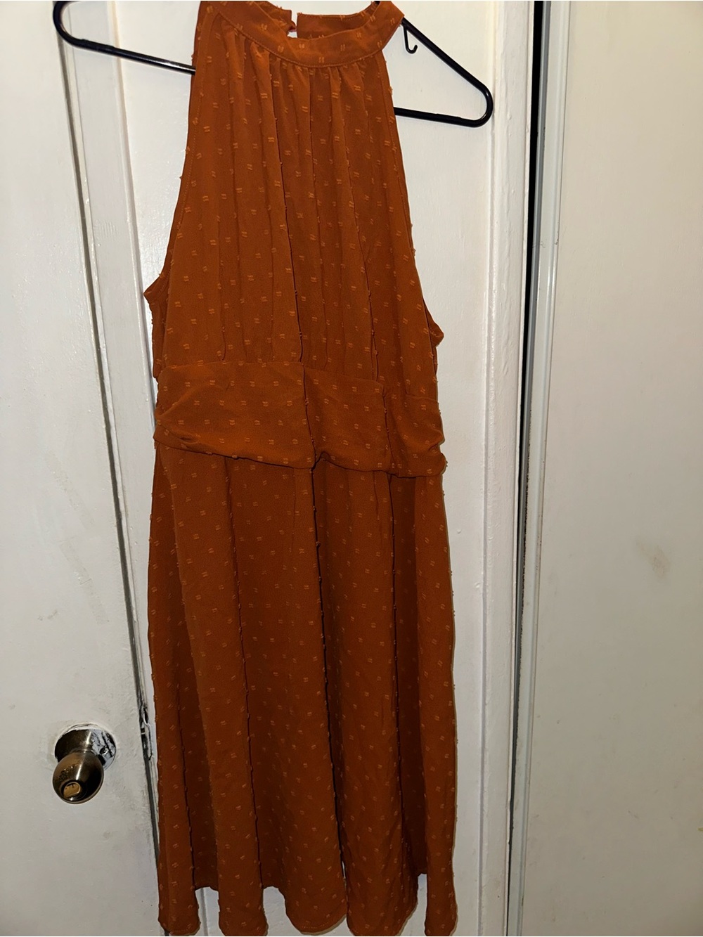 SHEIN Rust Orange Textured Halter Maxi Dress